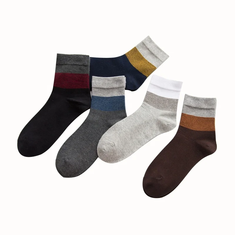 

Wholesale fashion breathable comfortable home casual socks striped solid color cotton men socks, As picture