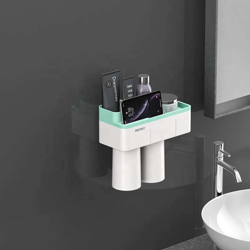 Bathroom Accessories Set Automatic Toothpaste Dispenser Toothbrush Holder Wall Mount Storage Rack Magnetic Cleaner Water Cup
