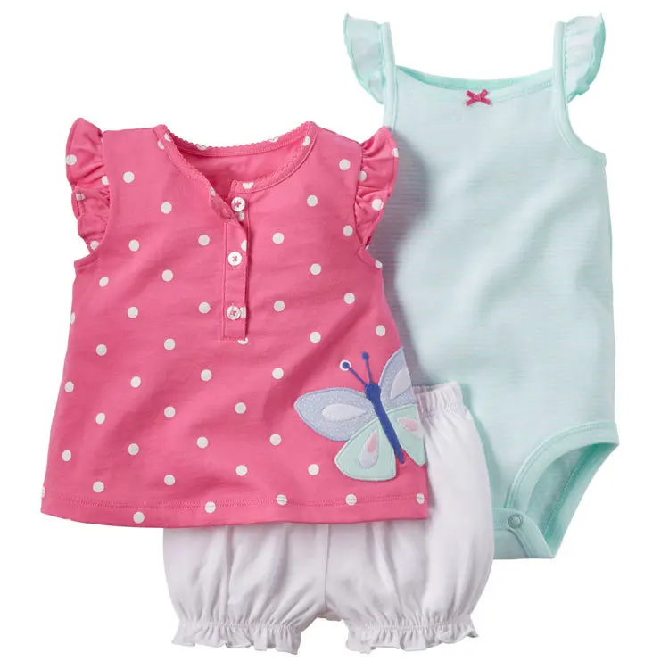 

RTS 3pk high quality summer baby clothes girl clothing set