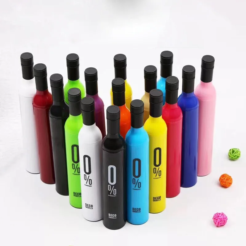 

Hot Sale Promotion Gifts Customized Logo Manual Open UV Protection Deco Adorable 3 Folding Wine Bottle Umbrella