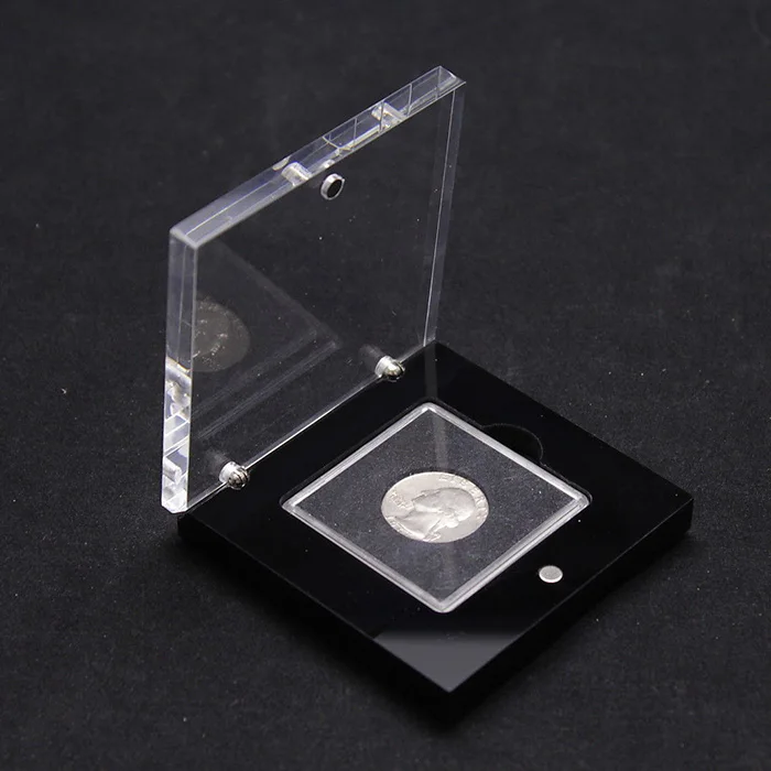 Black & Clear Plexiglass Coin Box Deluxe Acrylic Coin Display Frame