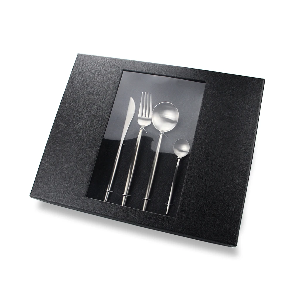 

Factory wholesale knife spoon fork set cutlery with gift box 24pcs gold stainless steel flatware sets