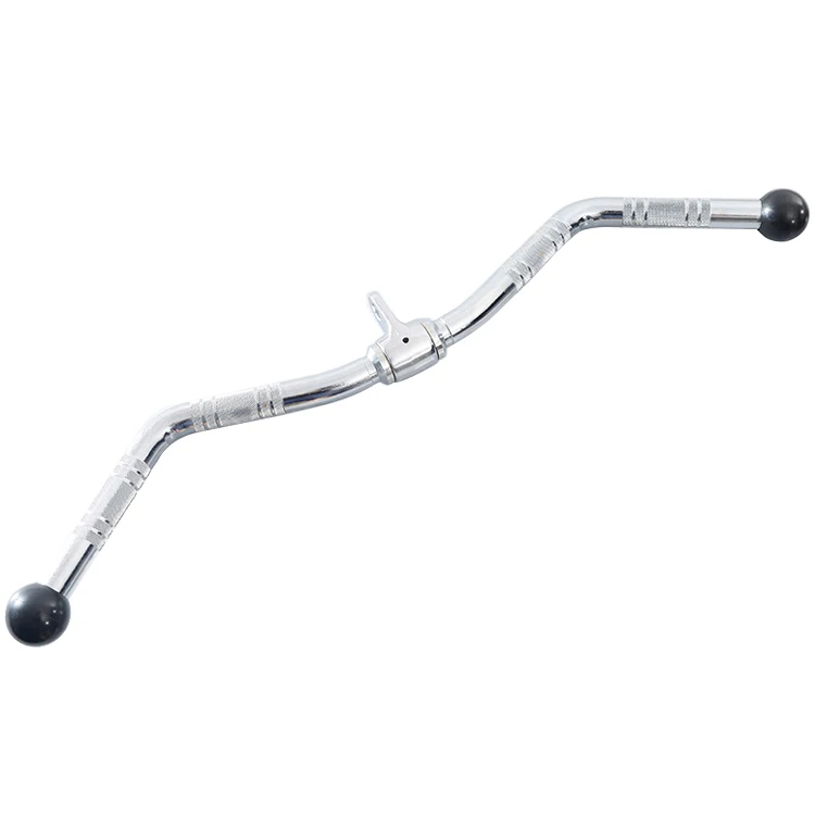 

28 Inch Chromed Curl Bar Cable Attachment with Revolving Hanger