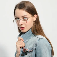 

2020 Fashion lensless eyeglasses Alloy Frame for Women pearl Chain Pendant Decoration Half Frame Luxury Diamond Glasses