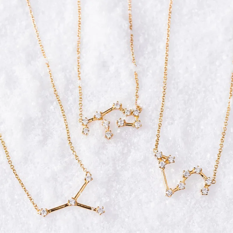 

2020 New Zircon Zodiac 12 Star Sign Constellations Necklace