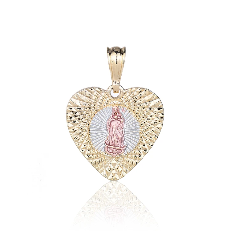 

Virgin Mary Love Pendant Tricolor Religious Jewelry, Golden