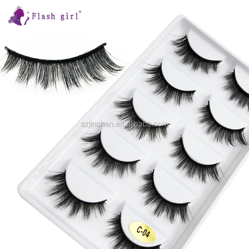 

Wholesale lashes vendor C-04 free shipping 5 pairs 3D mink natural long full strip lashes hot sale