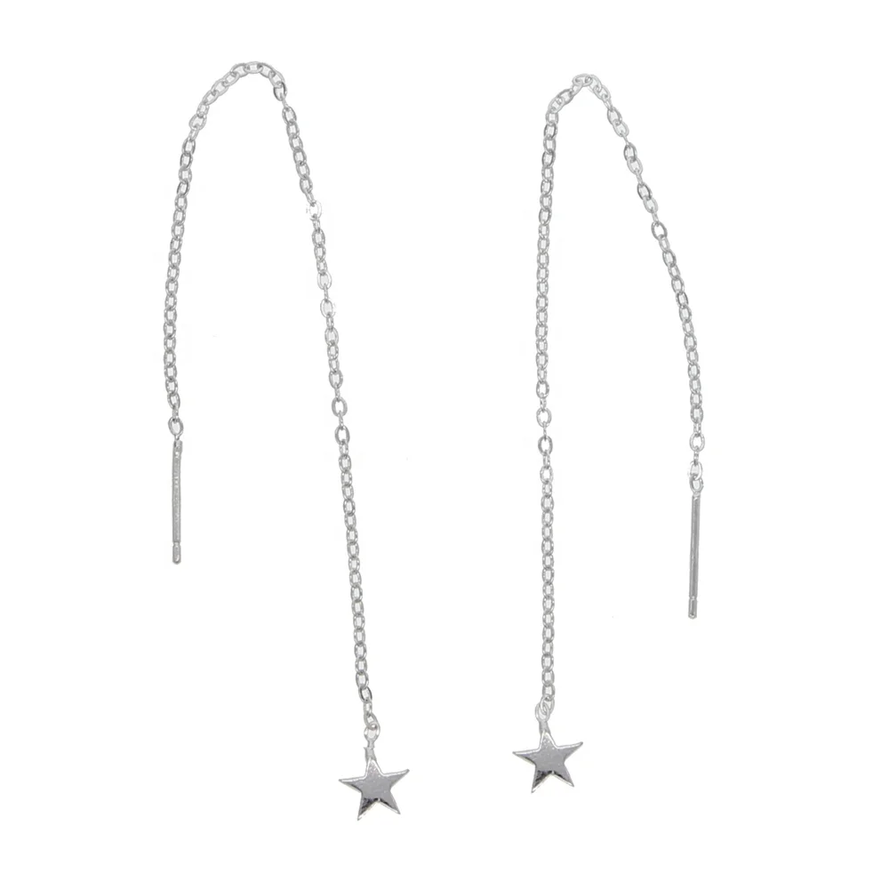 

2021 Shiny Star long chain Earrings Jewelry Fashion silver Color Ear Wire Chain Long Earrings for Women wedding ear line jewelry
