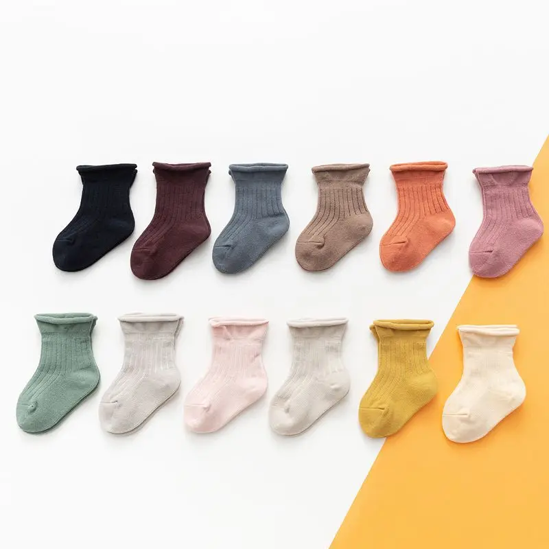 

LRT Custom Logo Fashion Ribbed New Born Socks Wholesale Colorful Cotton Ruffle Baby Socks For Winter, Custom color