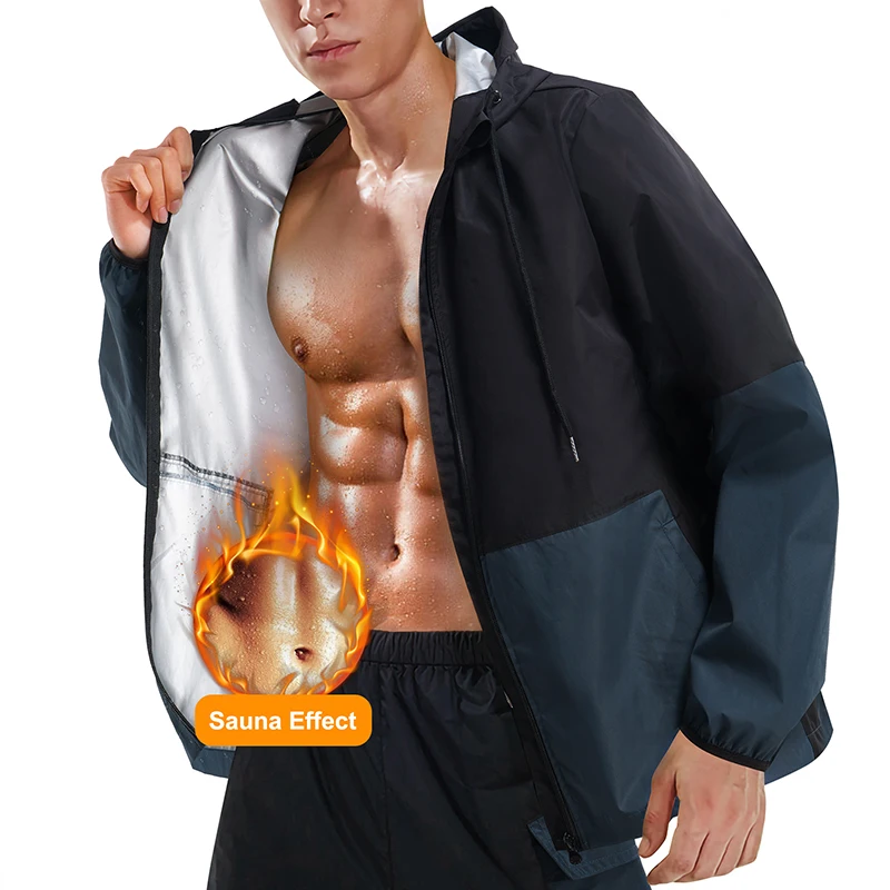 

High Quality Silver PU Coated 5 Times Sweating Zipper Jacket Workout Men Shaper Weight Loss Sauna Suits