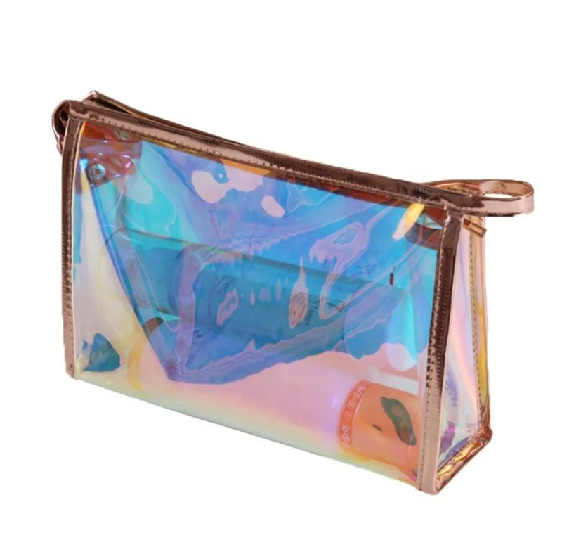

New Luxury Holographic Waterproof Zippered PVC Makeup Bag, Colorful