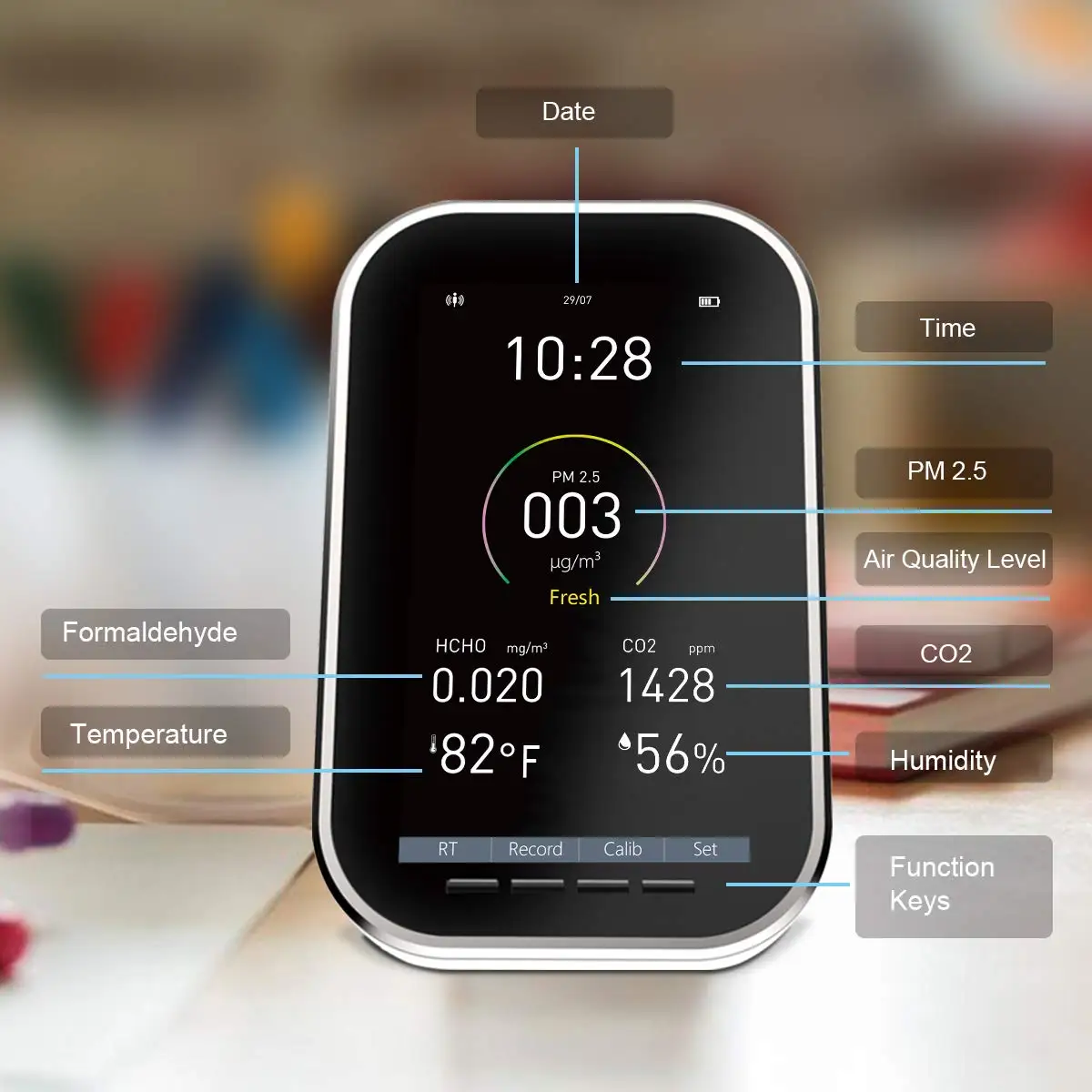 Pm2.5 Co2 Hcho Smart Sensor Air Quality Monitor With Human Body