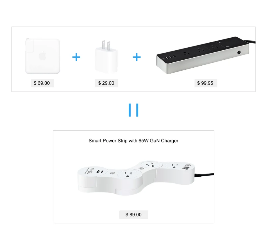 Smart WIFI Remote Control Laptop Adapter Computer Accessories Equipped Power Strip with 65W GaN Charger for Laptop
