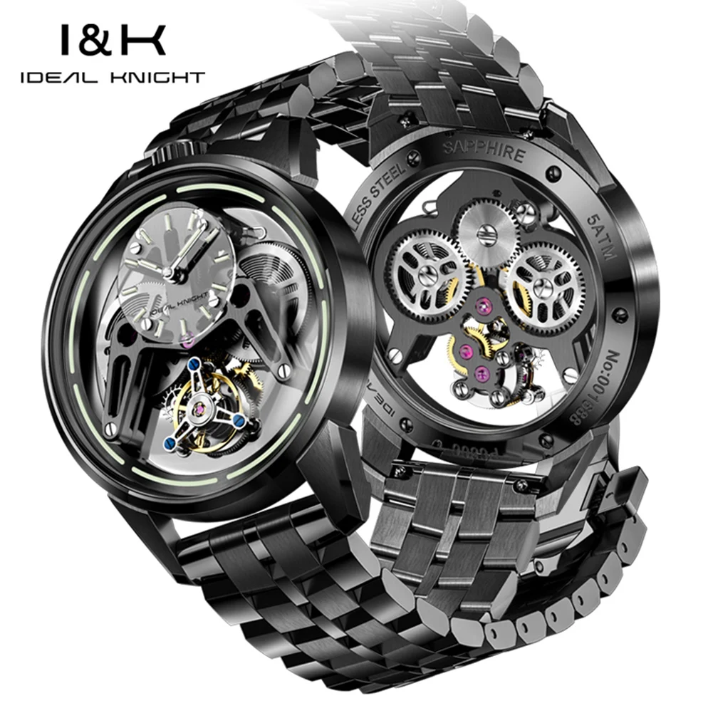 

I&K 6806 Wrist Top Brand Waterproof Fashion Design Luminous Male Relojes Hombre Iced Out Tourbillon Skeleton Mechanical Watch