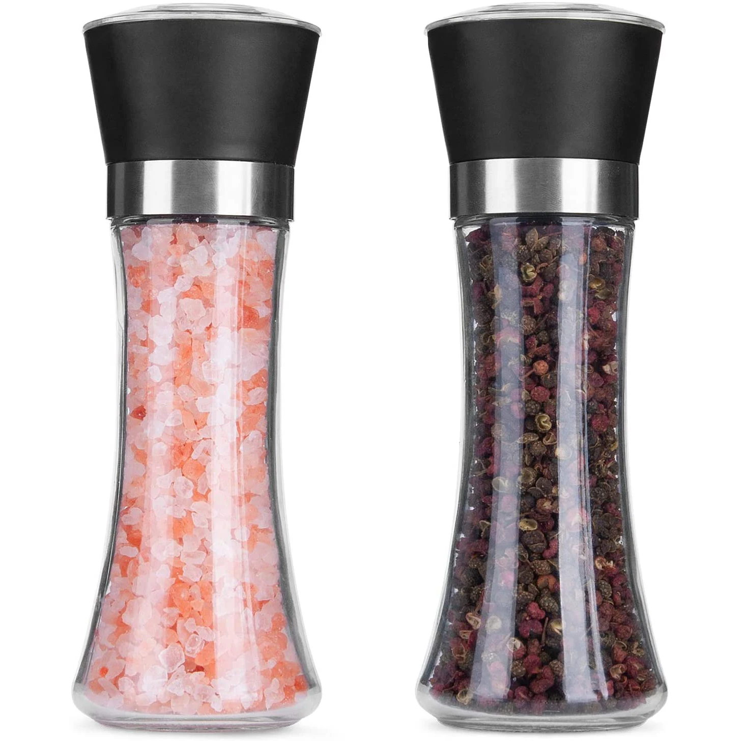 

Wholesale Hot Sell Adjustable Ceramic Core Bottle Stainless Steel Glass Salt Mill Chili Manual Pepper Grinder