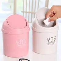 

Plastic Mini Desktop Trash Can Table Dustbin Waste Bin With Swing Lid Garbage Can For Home Office Kitchen