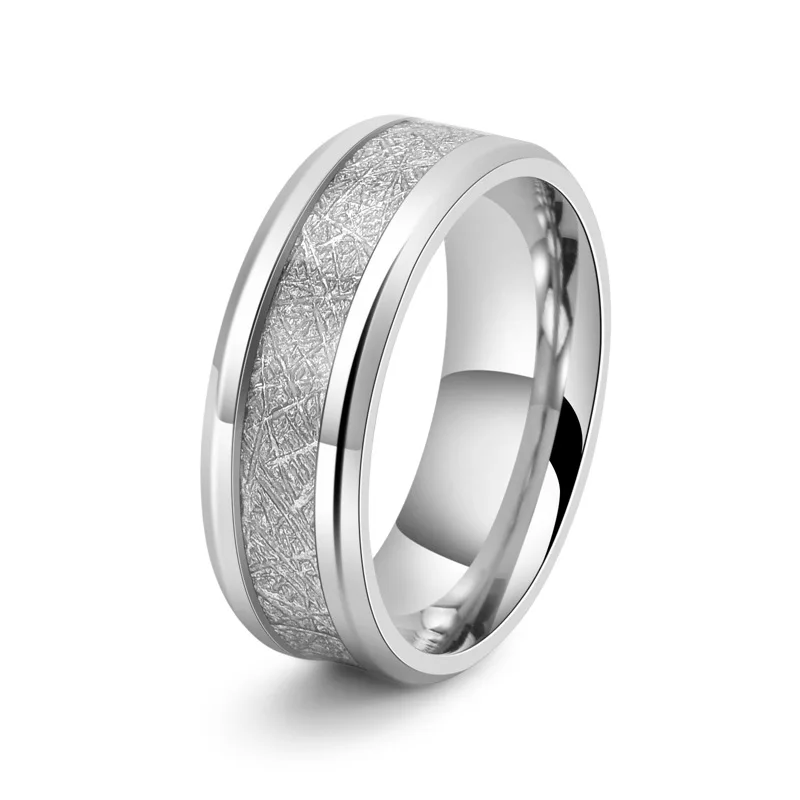 

stainless steel trendy men fashion rime pattern personalized inlay simple silver ring