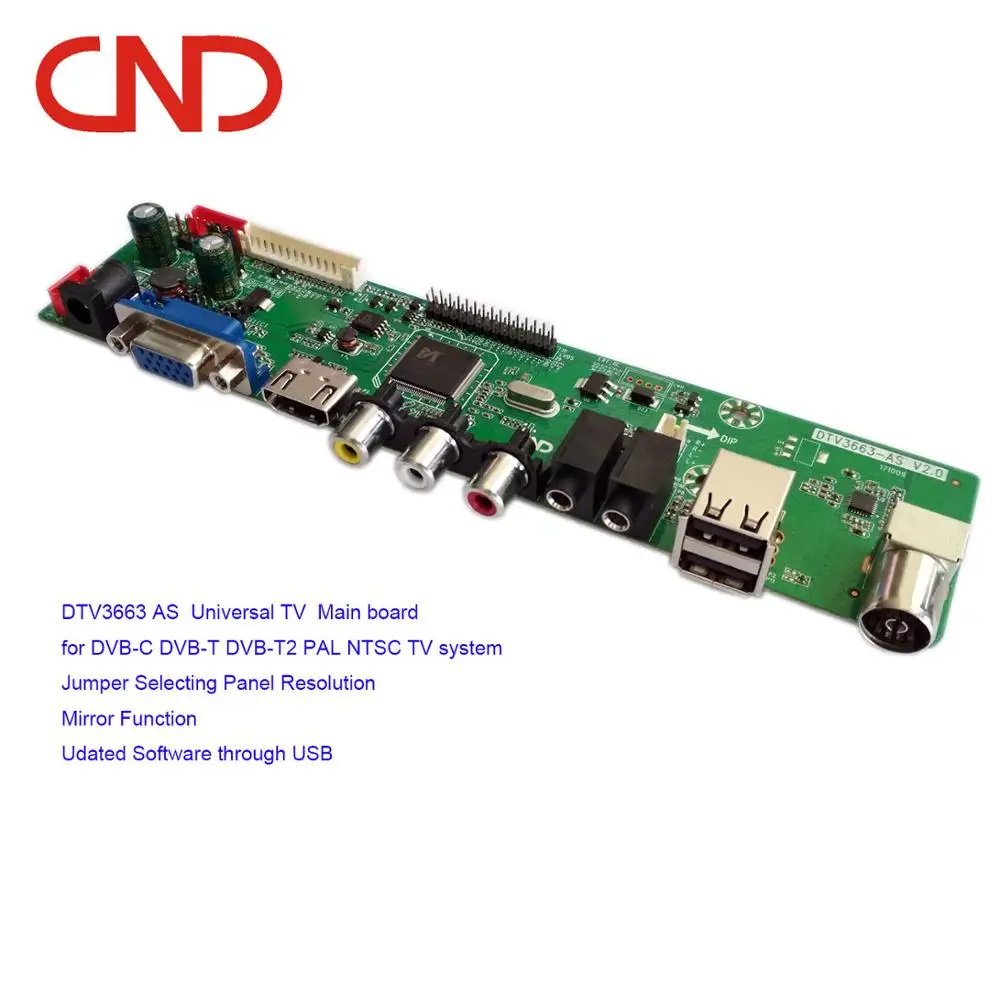 

universal DVB-T2+T+C DTV3663 lcd led tv main board, led tv parts