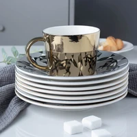 

Low MOQ Mirror reflective gold ECO coffee cup reusable with handle luxury mug