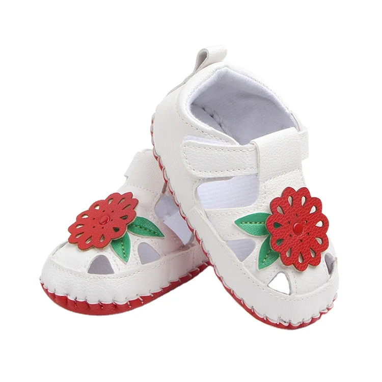 

Baby Girl High Quality White Leather Shoes Flower Sandals