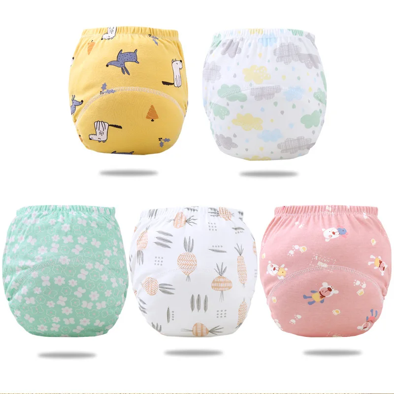 

6pcs/lot Potty Training Pants for Babies Cotton Waterproof Washable Diaper Pocket Girl Baby Boy Diapers Underwear Panties Pack, Multi color
