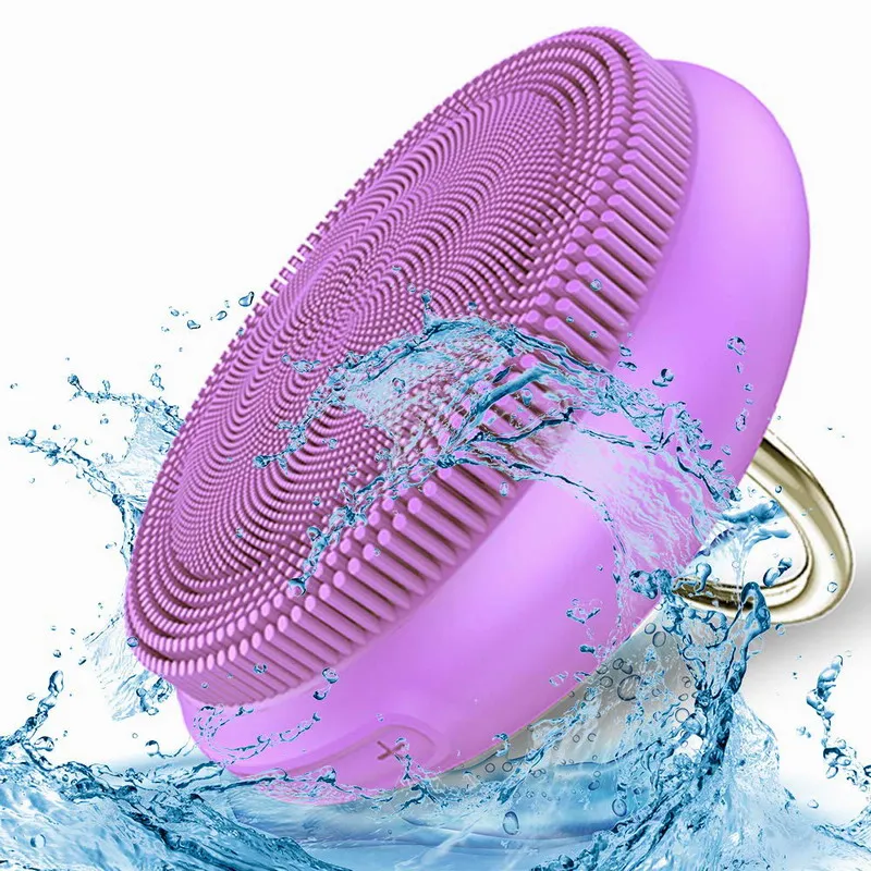 

New design Waterproof Portable Electric Cleanser Rechargeable Face Scrub Sonic Silicone Facial Cleansing Brush