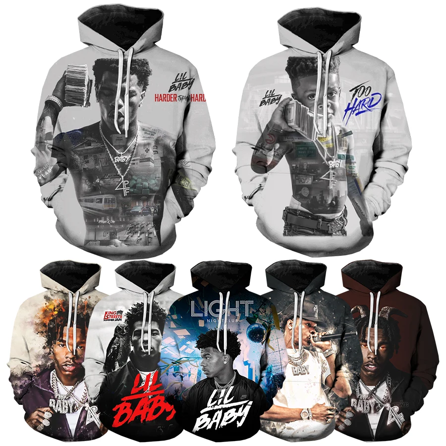 

Lil Baby 3D Printed Hoodies for Men Rapper 3D Printing Hoodies From Men Hip Hop Harajuku Casual Fashion Oversize Pullover