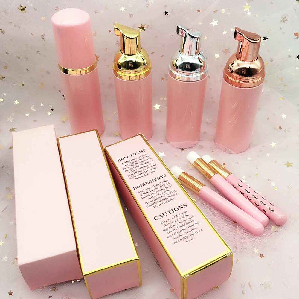 Private Label Eyelash Extension Small Luggage case for Sensitive Lash Cleanser Bath Shampoo Kit Sachet