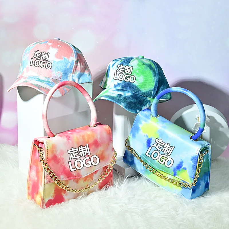 

Wholesale Women'S Bags 2021 New Tie-Dye Women Caps Fashion Bag Tie-Dye Matching Purse And Hat Sac A Main, 9 colors