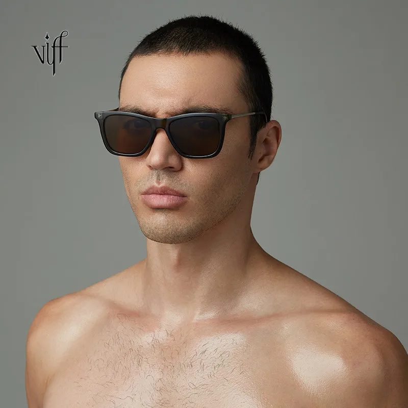 

VIFF HP20030 Vintage Men Sunglasses Rectangle Plastic Frame Custom Logo Retro Sunglasses