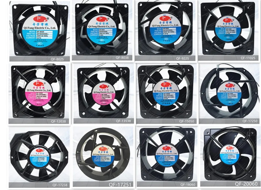 Qfdj Ip68 120mm 220v Mini Ac Axial Cooling Fan 120x120x38mm 12cm X 12cm