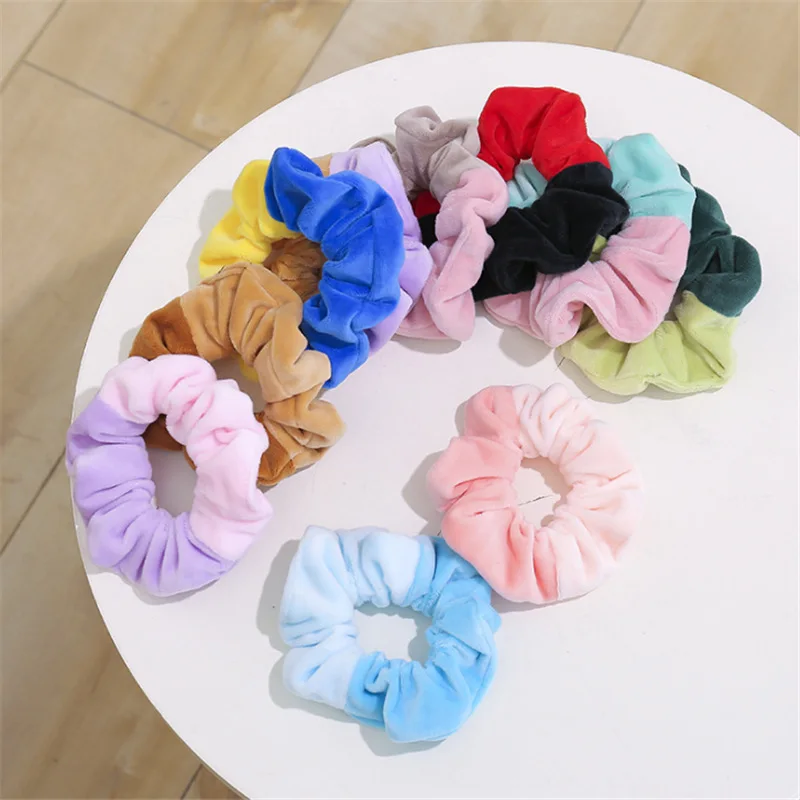 

ins sweet color matching velvet hair ring girl pig large intestine ring female autumn and winter rubber band female hair rope