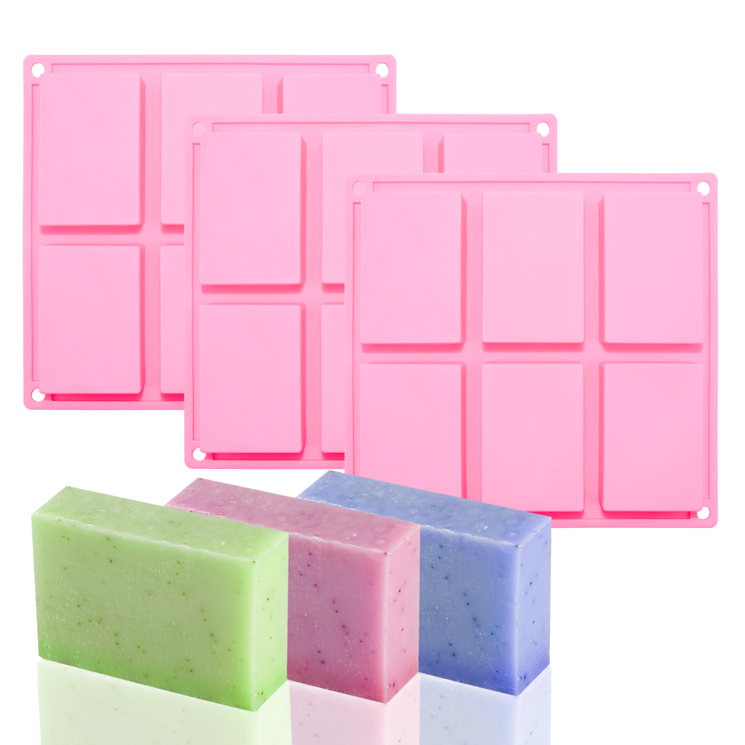 

Flower Design Rectangle Handmade Silicone Soap Mold, Black