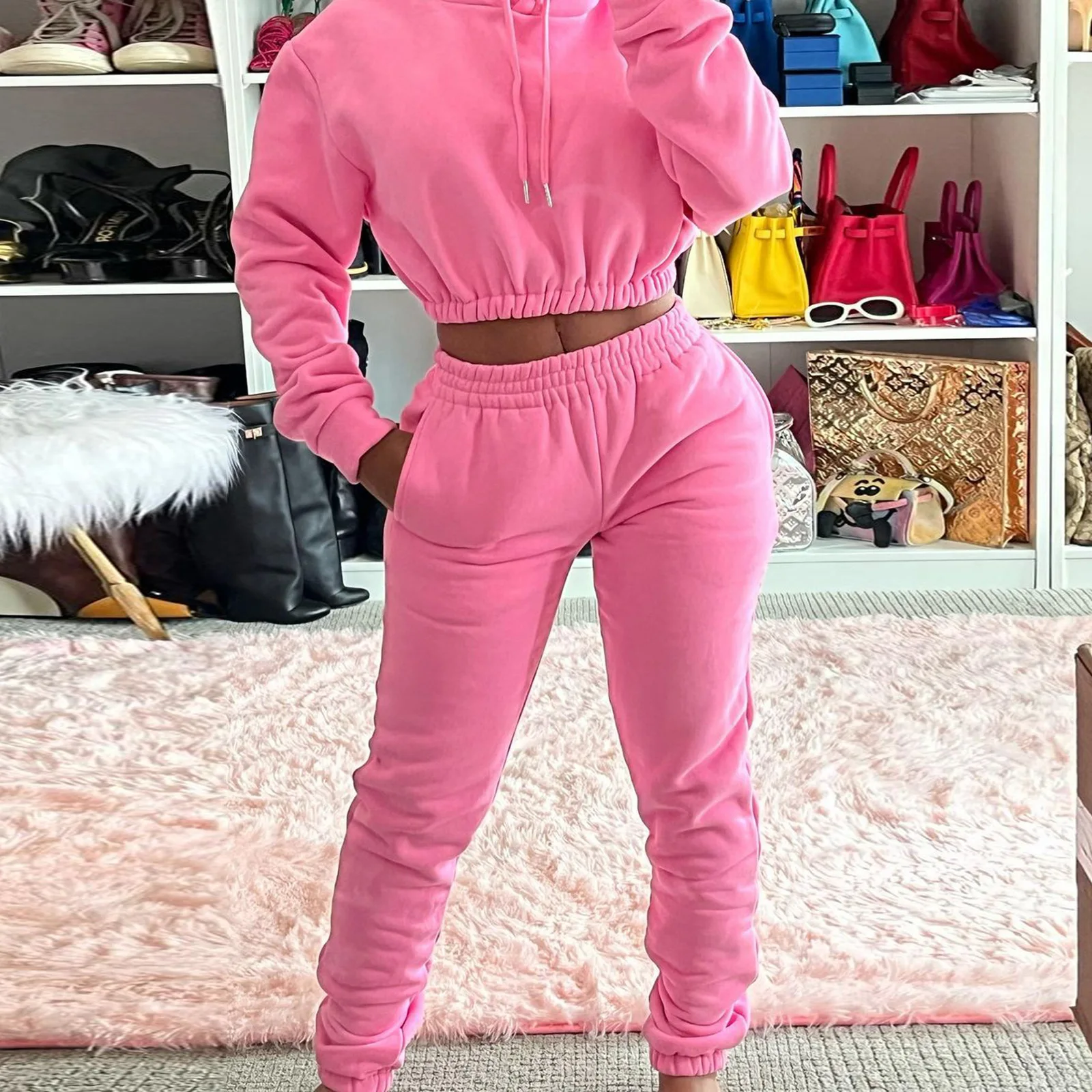 

Winter Joggers Pullover Sweatshirt Spring 2022 New Arrivals Women Sweatpants And Hoodie Clothing Sweat Suits Two Piece Pants Set, Pink,black,coffee,light blue,light gray,light yellow