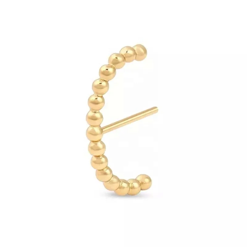 

LOZRUNVE 925 Sterling Silver 14k Gold Minimalist Suspender Beaded Cuff Stud Earring