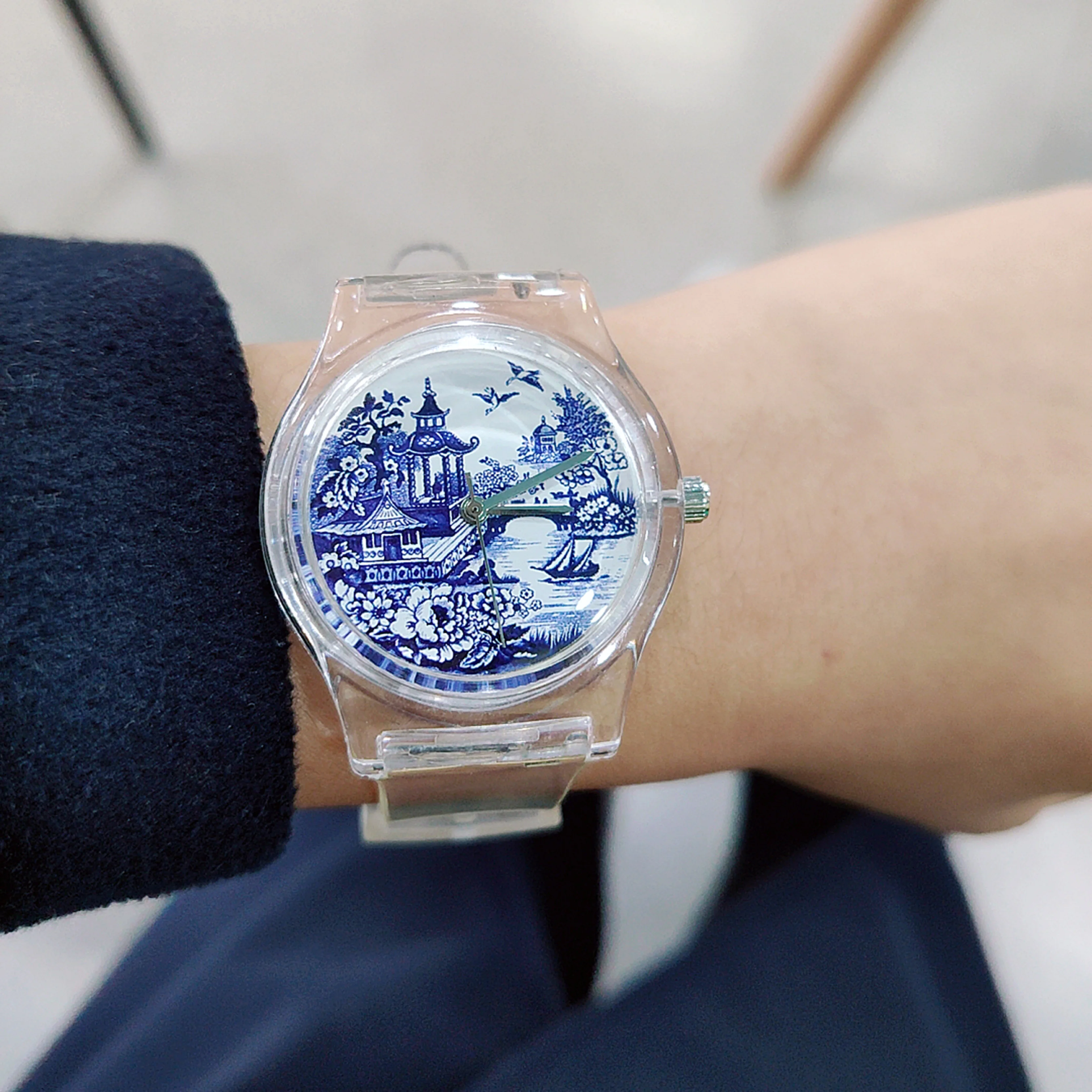 

Transparent Private Label Design Japanese Quartz PC21 Movt Recyle Plastic OEM Watch Waterproof