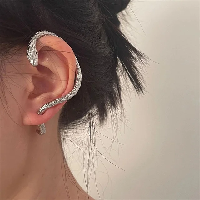 

1pcs Antique Silver Color Without Piercing Animal Winding Copper Snake Ear Cuffs Clip Earrings