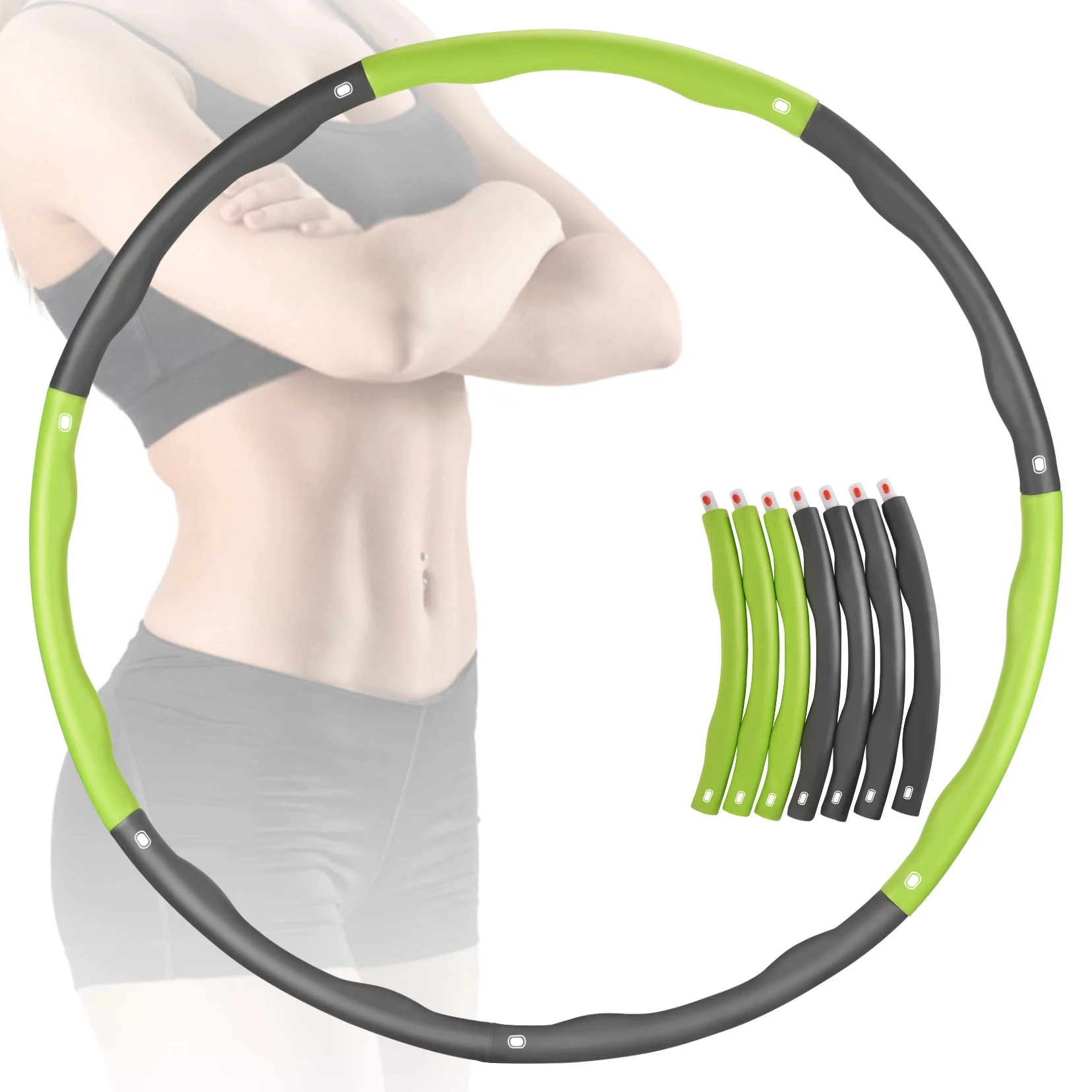 

Hot Sale Removable Detachable Hula Ring Smart Counting Hula Fitness Hoop, Pink and grey, yellow and grey, green and grey, blue and grey