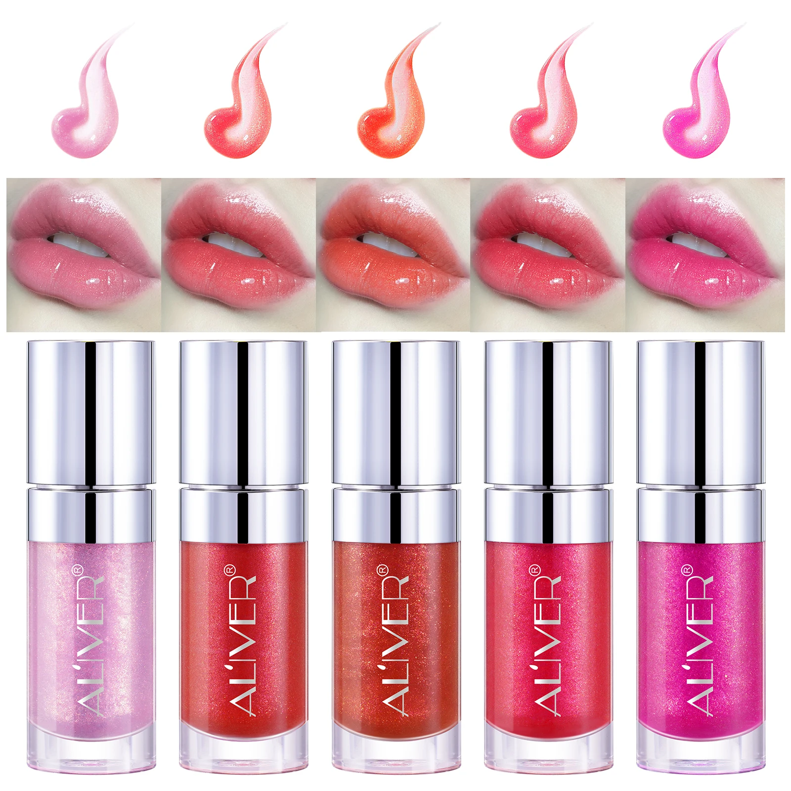 

ALIVER magic makeup cute vegan custom logo wholesale bulk private label glossy clear lip glosshydrating tint lip glow oil