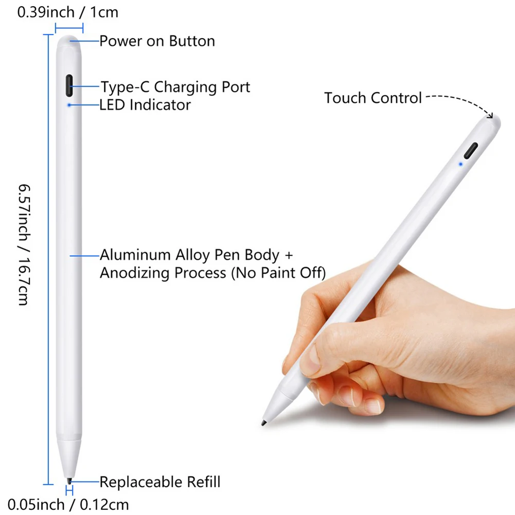 Upgraded Rechargeable Stylus Pen With Palm Rejection And 1.0mm Fine Tip