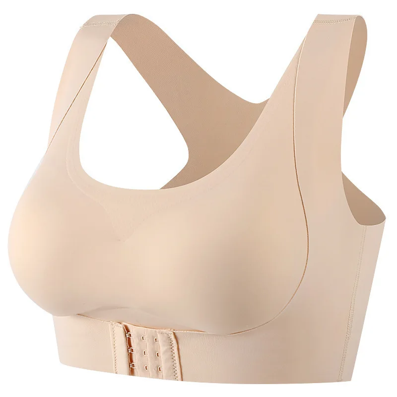 

Manufacture directly sell ladies orthopedic seamless Front Closure Posture Corrector bra, Black beige