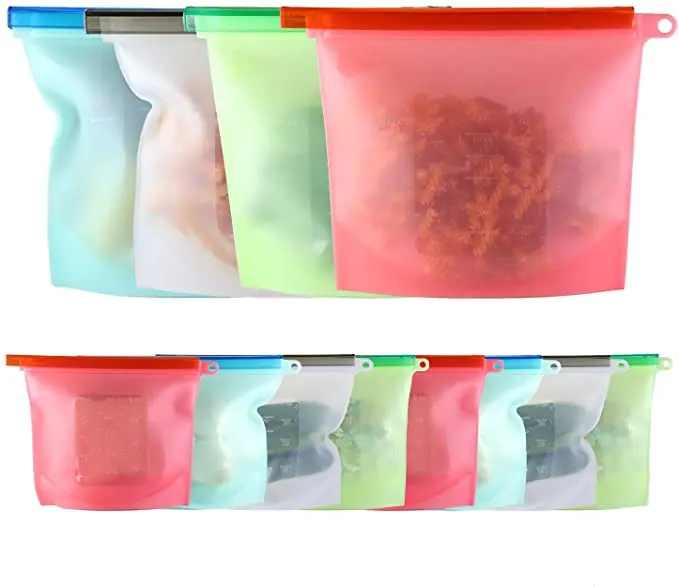 

Thermal Heating Zipper Food Grade Silicone Reusable Vacuum Storage Bag For Kitchen