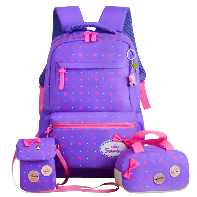 

Hot Sell 3pcs Set Primary Student Girls Backpack School Bag for kids, Customized color