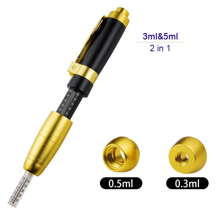 

2 in1 Injection Hyaluronic Acid Pen Meso Gun 0.3ml&0.5ml Head Gold Meso Hyaluron Pen Gun Nebulizer Lip Injection Anti Wrinkle