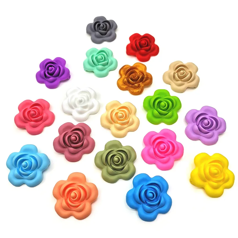 

Silicone Big Rose Beads Flower Baby Teethers BPA Free Rose Baby Teething Toys Accessories For Pacifier Chain BPA Free, Printed sign