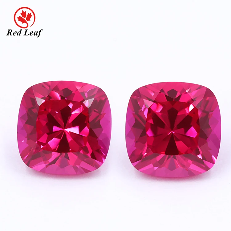 

Redleaf Jewelry high quality gemstone price cushion cut loose corundum red Lab grown ruby stone