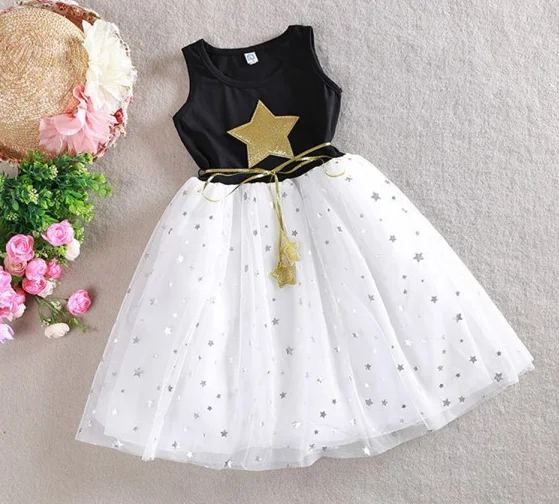 

Girl spring clothing Girls' Star Chiffon Princess Dress Children's sleeveless dress