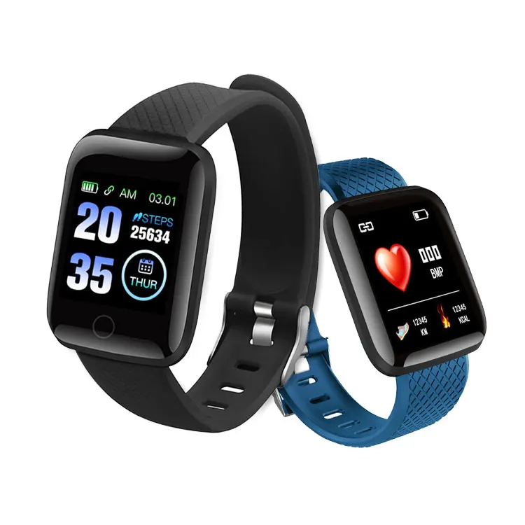 

116 Plus Smart Watch Band Sports Fitness Tracker IP67 Waterproof 116plus Smartwatch D13 Smart Bracelet with Heart Rate, Black red blue purple green