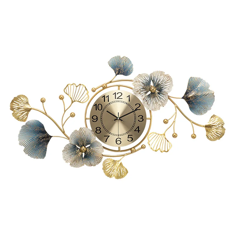 

Creative Iron Clocks And Watches Light Luxury Ginkgo Biloba Wall Clock Metal Wall Clock Decoration