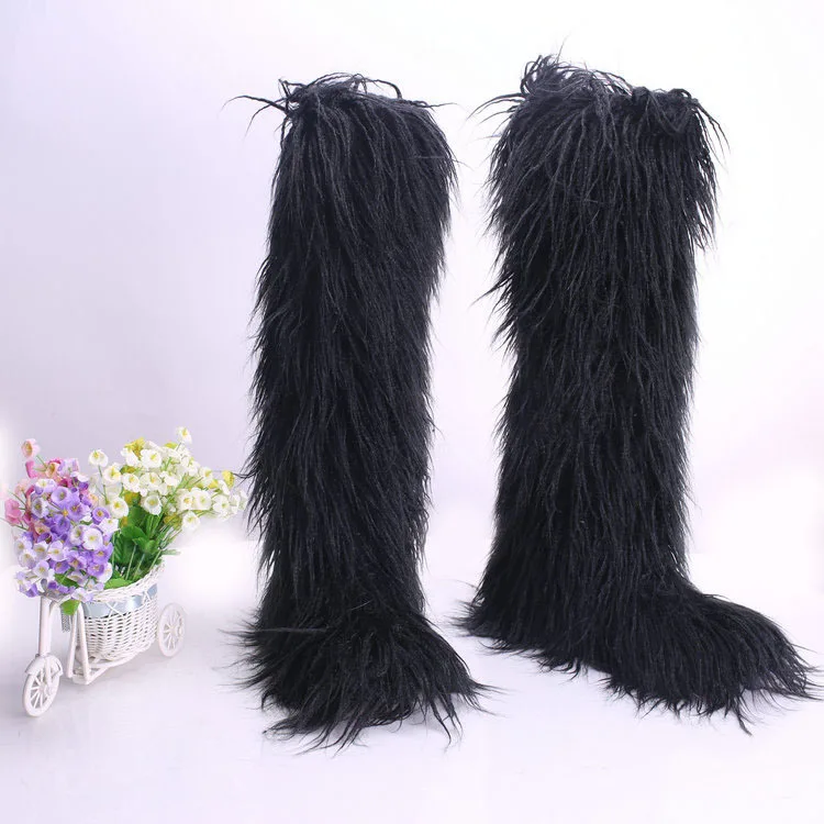 

Ladies fashion colorful winter knee high boots warm platform fluffy boots
